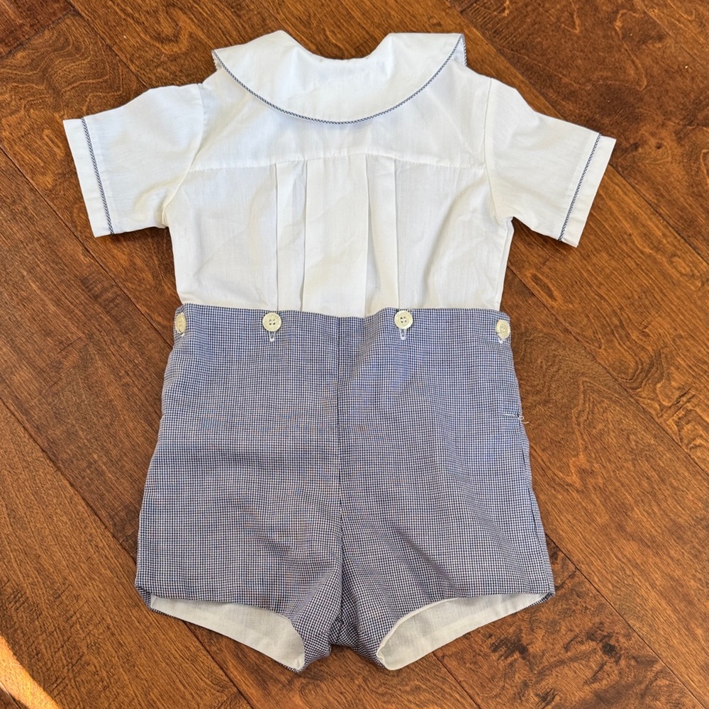 Monday’s Child Classic White and Blue One-Piece Romper size 3T